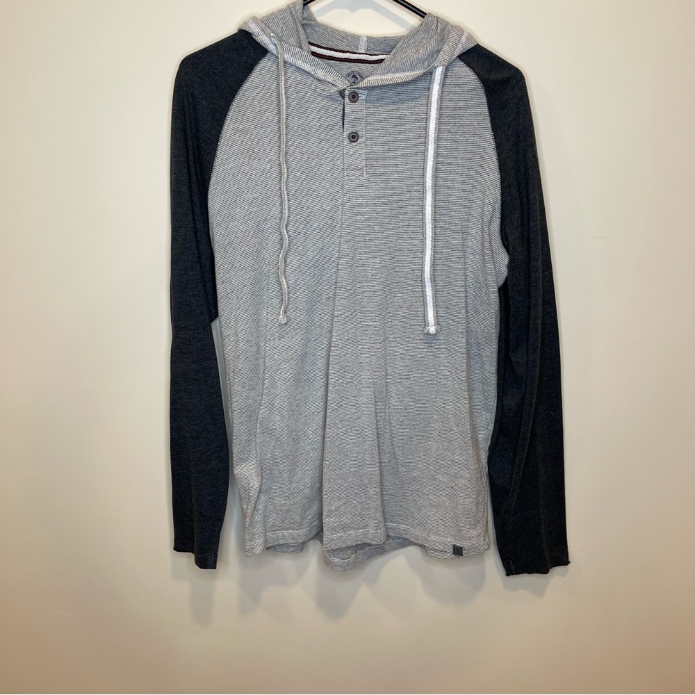 Desert Dunes Striped Gray Two Toned Hoodie With Buttons